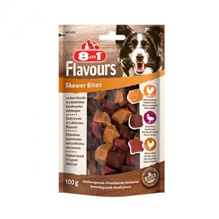 8in1 Flavours Skewer Bites Kuşbaşı Dilimli Çiğneme Köpek Ödül Maması 1 Adet 100 Gr