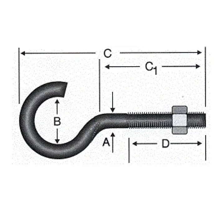 Açık Metrik Kanca M4 - 100 Adet