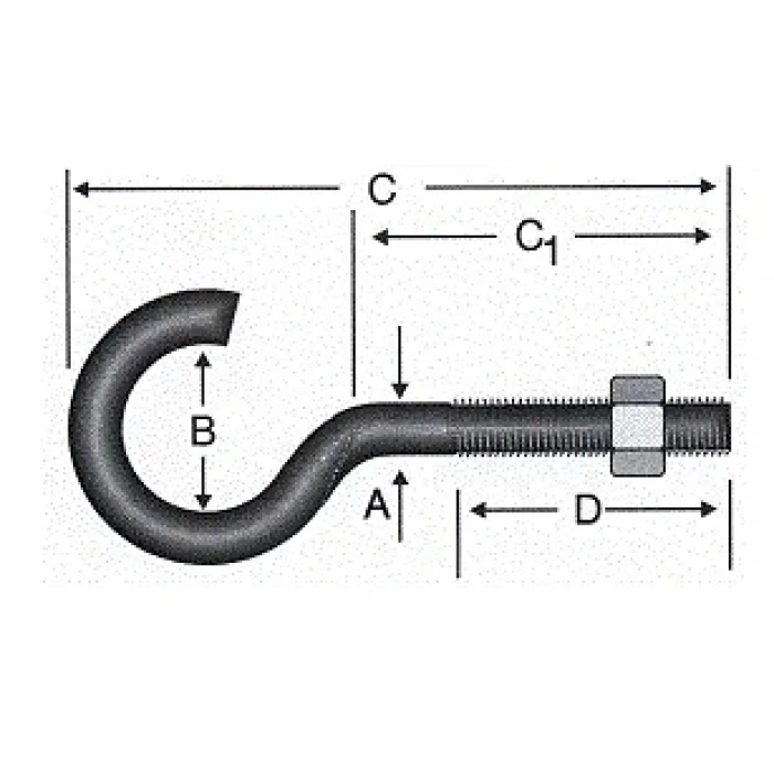 Açık Metrik Kanca M5 / 21x80 - 100 Adet