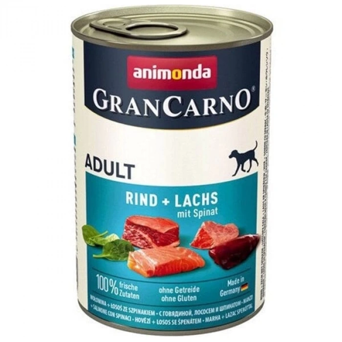 Animonda Gran Carno Sığır Etli ve Ispanaklı Yetişkin Köpek Konservesi 1 Adet 400 Gr