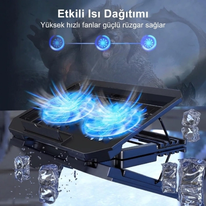 Ayarlanabilir Yükseklik Kademeli Laptop Soğutucu Fan