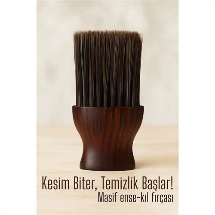 Berber Ense Fırçası Saç Temizleme Fırçası - Berber Temizlik Fırçası Masif Ahşap