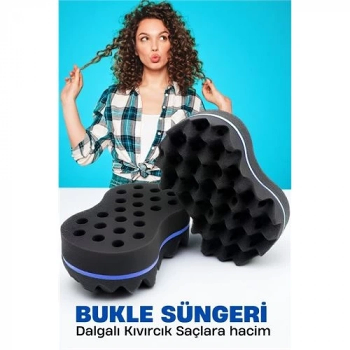 Bukle Süngeri Dalgalı Kıvırcık Saçlara Bakım Süngeri