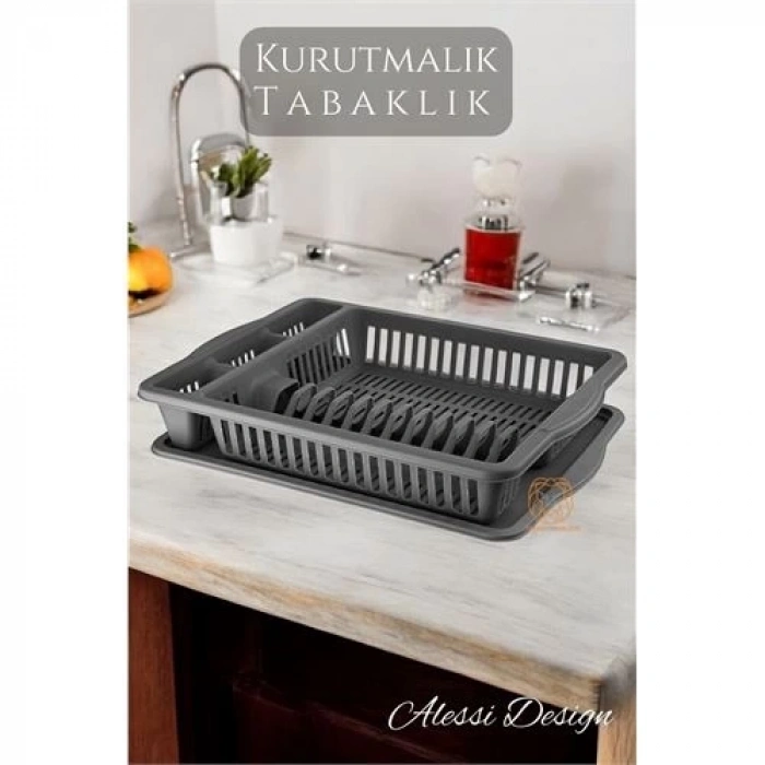 Bulaşık Durulama Sepeti Tabaklık Bulaşık Kurutmalık GRİ Alessi