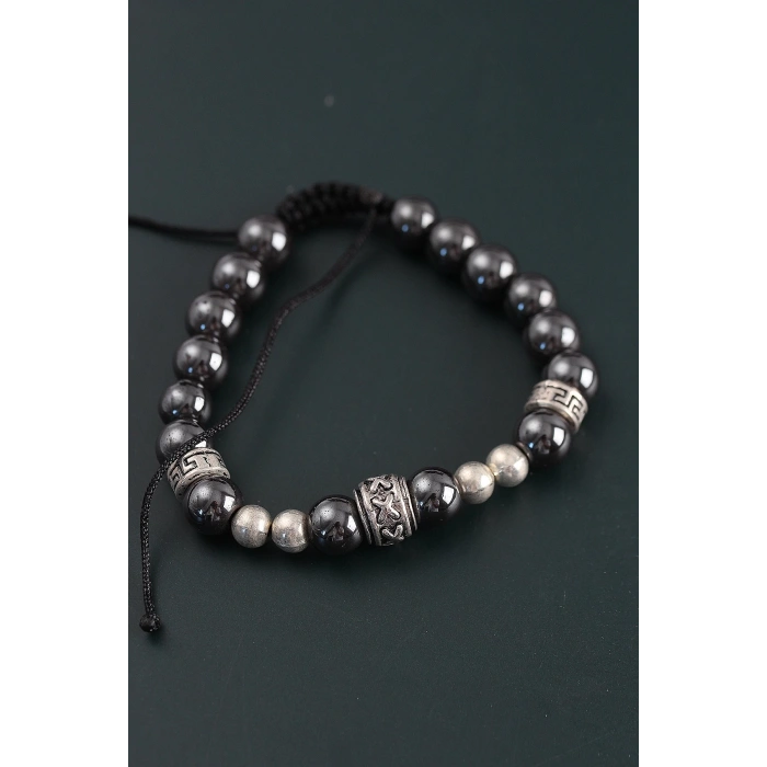 Doğal Taş X Model Antrasit Renk Asansörlü Erkek Bileklik