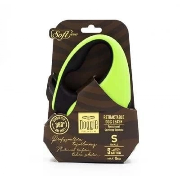 Doggie Soft Otomatik Köpek Uzatma Tasması Small Yeşil 15 Kg 5 Mt