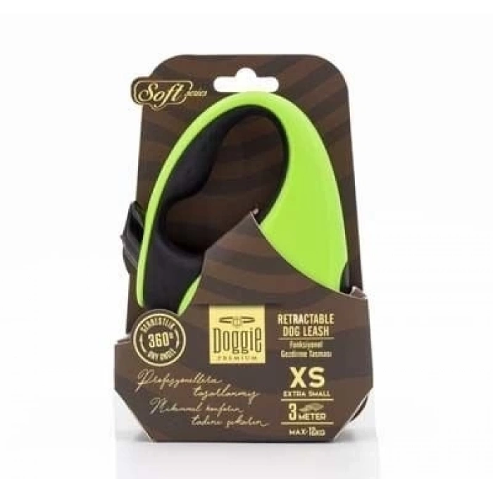 Doggie Soft Otomatik Köpek Uzatma Tasması Xsmall Yeşil 12 Kg 3 Mt
