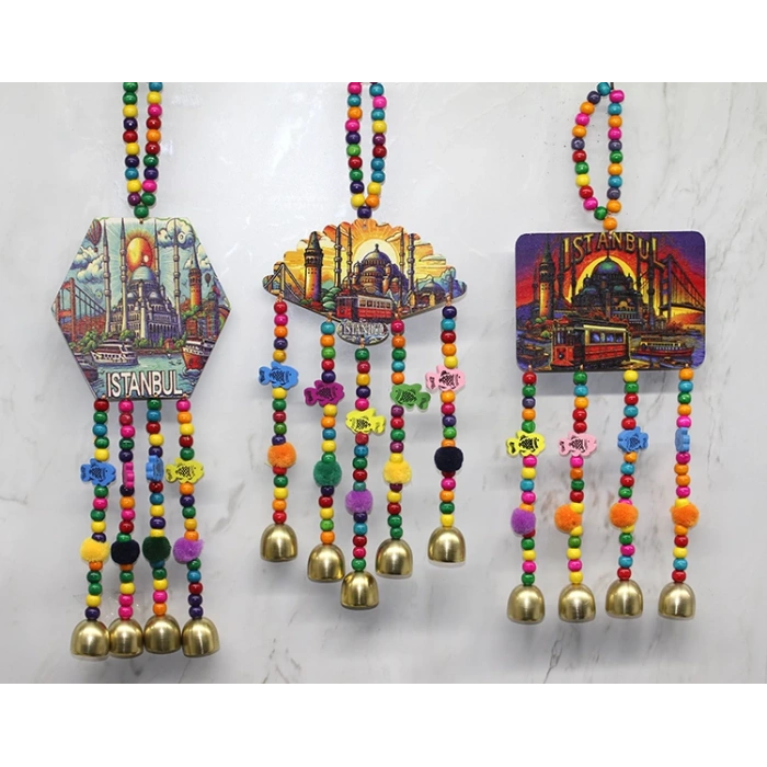İstanbul Temalı Renkli Boncuklu Asmalı Rüzgar Çanı
