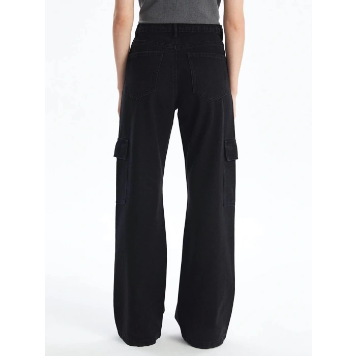 Kargo cep jeans pantolon siyah
