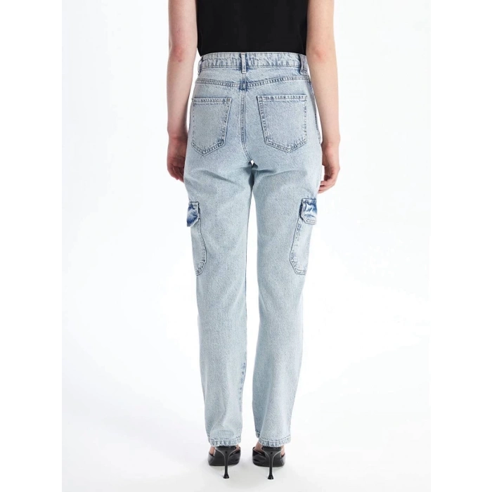 Kargo cep kar yıkama jeans pantolon