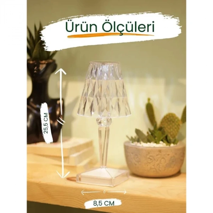 Kristal Abajur LED Kumandalı Ve Dokunmatik Masa Lambası