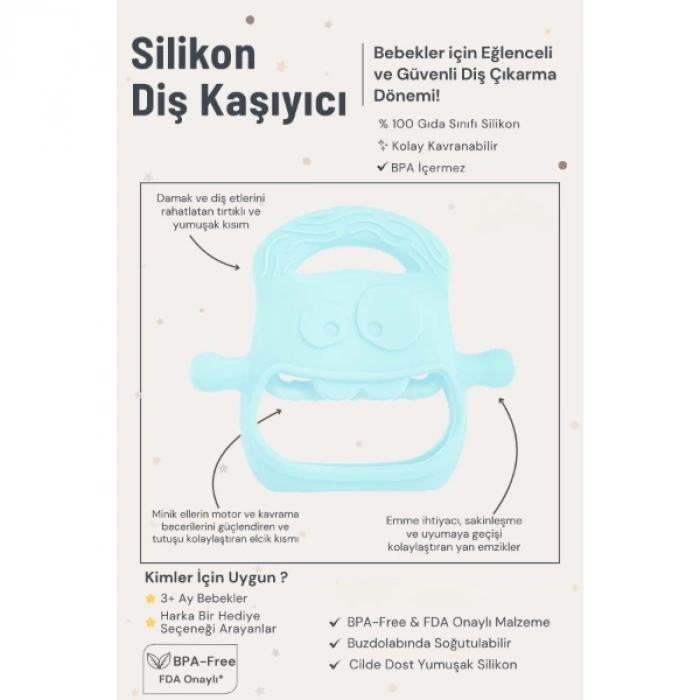 Mavi Bebek Silikon Diş Kaşıyıcı
