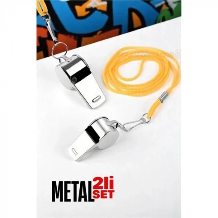 Metal Düdük - Spor Düdüğü - Hakem Düdüğü Metal Deprem Düdüğü 2 li SET