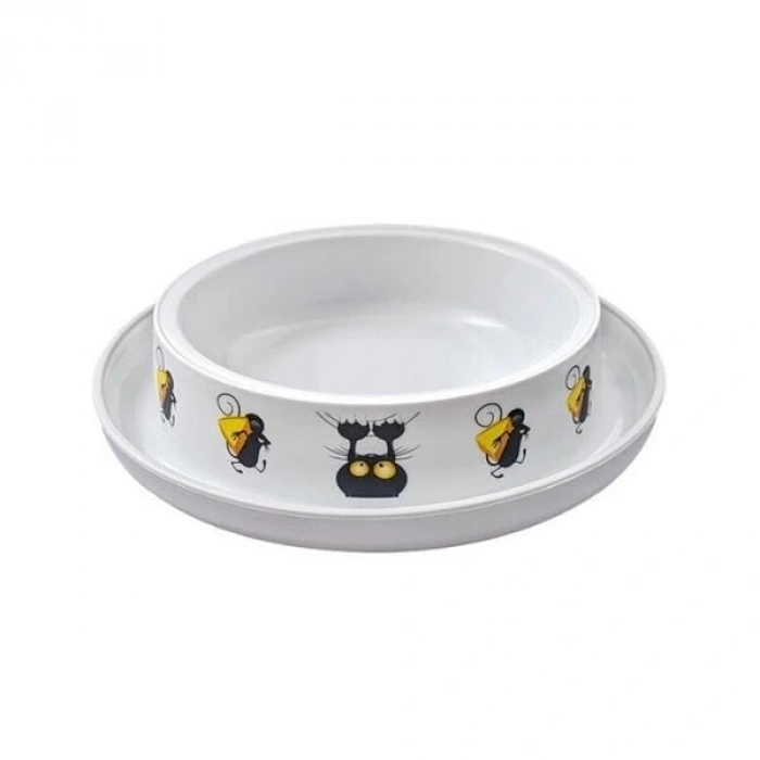 Moderna Kedi Ve Fare Desenli Kedi Mama Ve Su Kabı 210 Ml