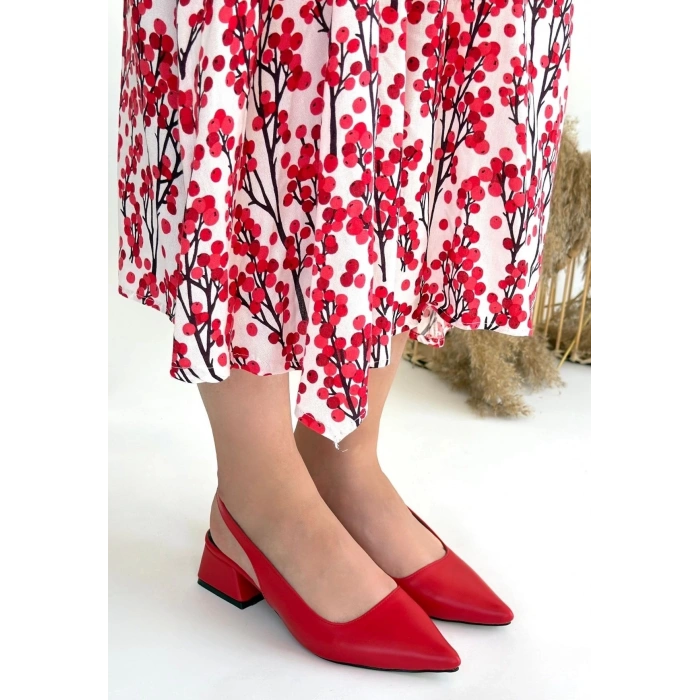 Morji Kırmızı Cilt Topuklu Ayakkabı