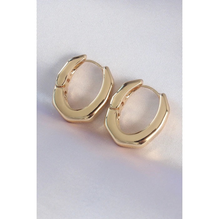 Pirinç Gold Renk Kalın Kemik Model Küpe