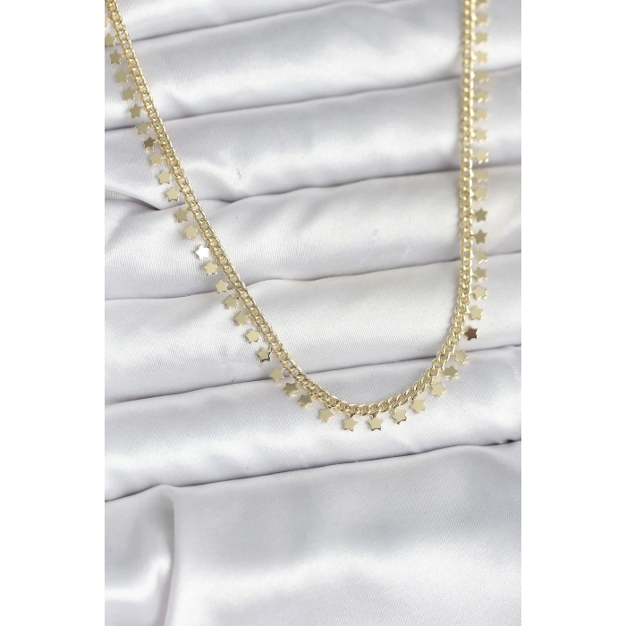 Pirinç Gold Renk Sıralı Yıldız Kadın Kolye