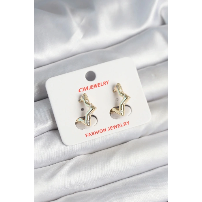 Pirinç Gold Renk Yıldız Model Kadın Küpe
