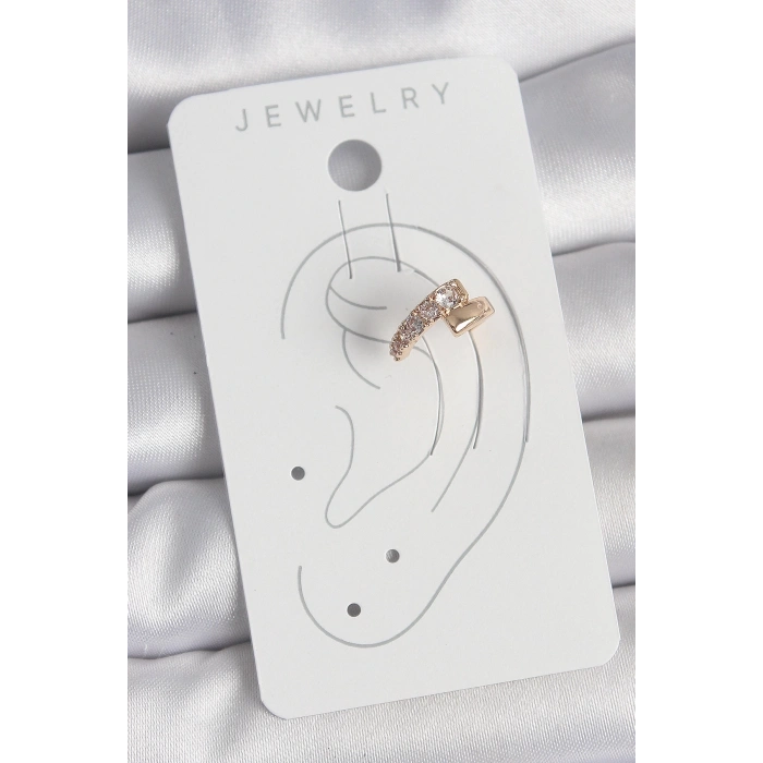 Pirinç Gold Renk Zirkon Taşlı Kadın Kıkırdak Küpe