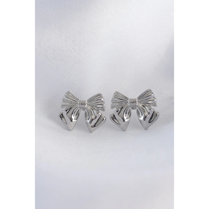 Pirinç Gümüş Renk Fiyonk Küpe