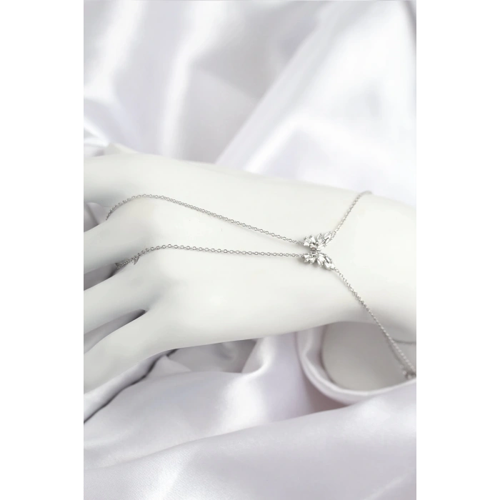 Pirinç Zirkon Taşlı Kelebek Model Gümüş Renk Şahmeran