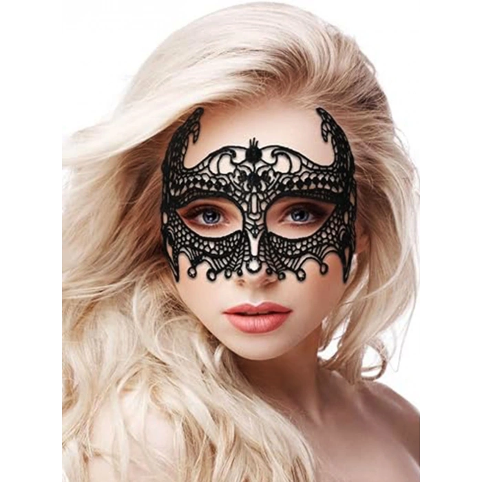 Siyah Renk Dantel Kesim Dantel İşlemeli Balo Parti Maskesi 4 No