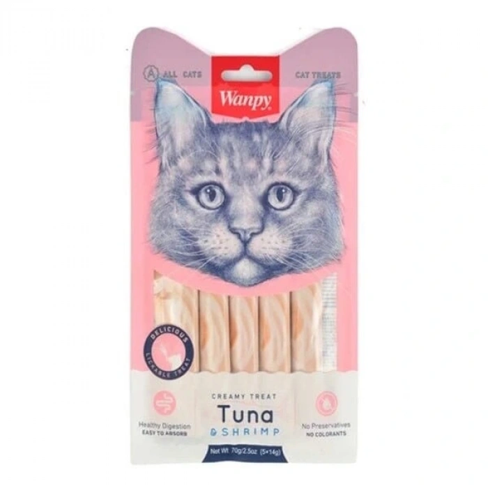Wanpy Ton Balığı ve Karidesli Sıvı Kedi Ödül Maması 1 Adet 25x14 Gr