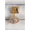 316L Çelik Gold Renk Sallantı Renkli Zirkon Taşlı Göz Model Nomination Charm