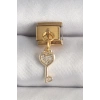 316L Çelik Gold Renk Sallantı Zirkon Taşlı Kalpli Anahtar Model Nomination Charm