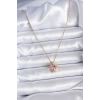 316l Çelik Gold Renk Zincir Pembe Kristal Kalp Model Zirkon Taş Detay Kadın Kolye