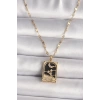 316L Çelik Gold Renk Zirkon Taşlı Ay Figürlü Tarot Model Kadın Kolye