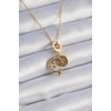 316L Çelik Gold Renk Zirkon Taşlı Ay Yıldız  Model Charm Model Kadın Kolye