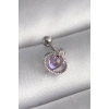 316L Çelik Gümüş Renk Mor Mineli Kalp Zirkon Taş Detay Tragus Piercing