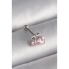 316L Çelik Gümüş Renk Pembe Zirkon Taşlı Kalp Tragus Piercing