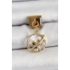 316L Çelik Sallantılı Zirkon Taşlı Satürn Model Gold Renk Nomination Charm