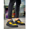 KB-X8 Kuback Siyah Sarı Cilt Yüksek Taban Günlük Spor Ayakkabı