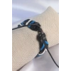 Mavi Beyaz Renk Siyah Deri İpli Erkek Bileklik