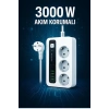 P10 3x Priz 3000w Akım Korumalı 4x Usb 2x Type-c Girişli Çoklu Priz