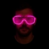 Pembe Led Işıklı Parti Gözlüğü - Neon Glow Şerit Gözlük 3 Modlu
