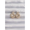 Pirinç Gold Renk Zirkon Taşlı Oval Form Küpe
