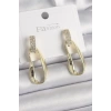 Pirinç Zirkon Taşlı Sallantı Kadın Küpe