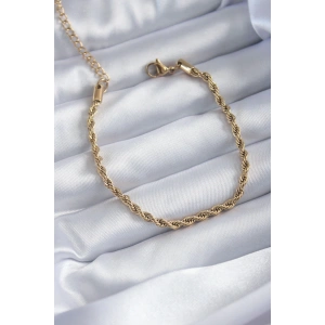 316L Çelik Gold Renk Burgu Zincir Model Kadın Bileklik