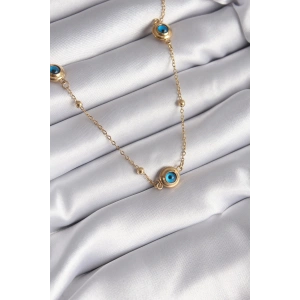 316L Çelik Gold Renk Nazar Boncuk Model Kadın Kolye
