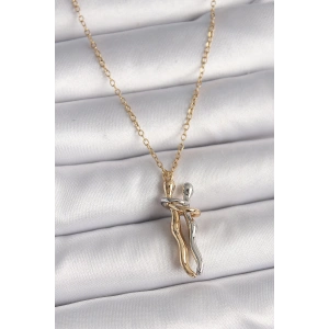 316l Çelik Gold Renk Zincir Renkli Sarılma Model Kadın Kolye