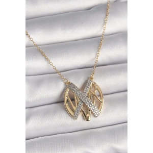 316l Çelik Gold Renk Zirkon Taşlı Vintage Model Kadın Kolye