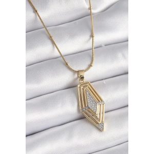 316L Çelik Gold Renk Zirkon Taşlı Vintage Model Kadın Kolye