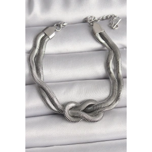 316L Çelik Gümüş Renk Düğüm Model Kadın Bileklik