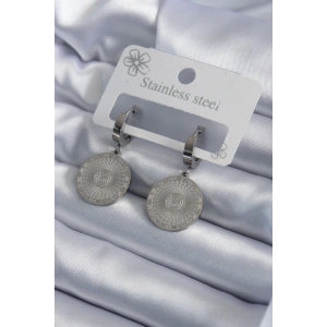 316L Çelik Gümüş Renk İşleme Detay Kadın Küpe