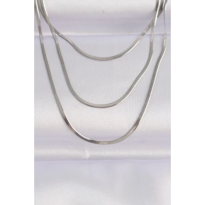 316L Çelik Gümüş Renk İtalyan Zincir Çoklu Kolye