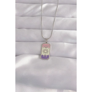 316l Çelik Gümüş Renk Karışık Mineli Ay Figür Tarot Kolye